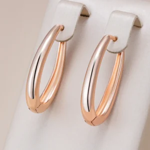 Kinel Hot Fashion Glossy Hoop Earrings 585 Rose Gold Color Simple Square Earrings For Women High Quality Daily Fine Jewelry